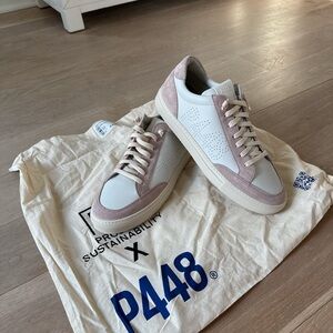 P448 White and Light Pink Sneakers. BRAND NEW with bag